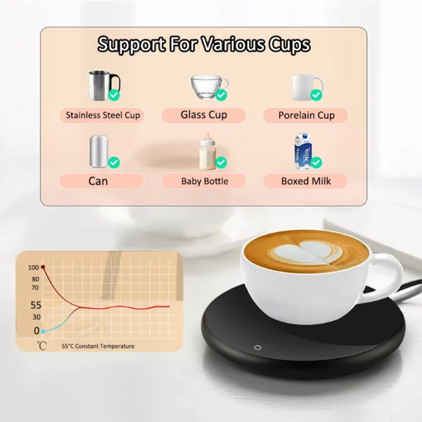 USB Coffee Cup Warmer – Electric Heating Pad for Home & Office, 5V Thermostatic Coaster - Image 4